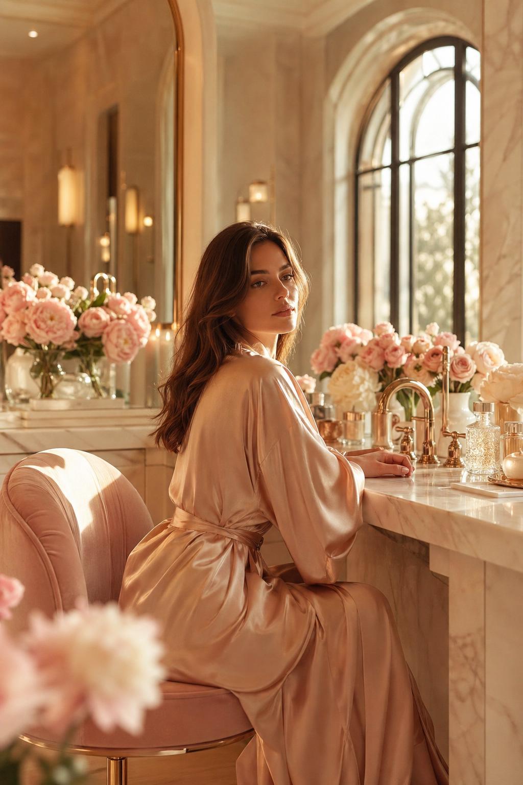 Premium salon interior at golden hour